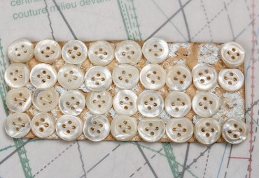bouton en nacre, 1 plaque 33 boutons