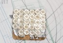 bouton en nacre, 1 plaque 28 boutons