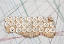bouton en nacre, 1 plaque 25 boutons