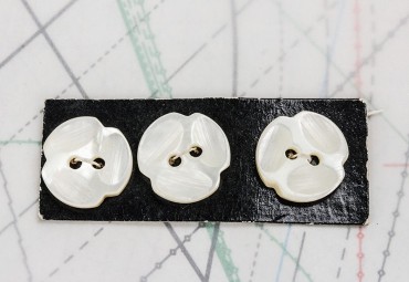 bouton en nacre, 1 plaque 3 boutons