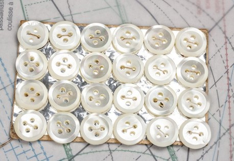 bouton en nacre, 1 plaque 24 boutons