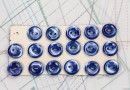 bouton en nacre, 1 plaque 17 boutons
