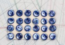 bouton en nacre, 1 plaque 24 boutons