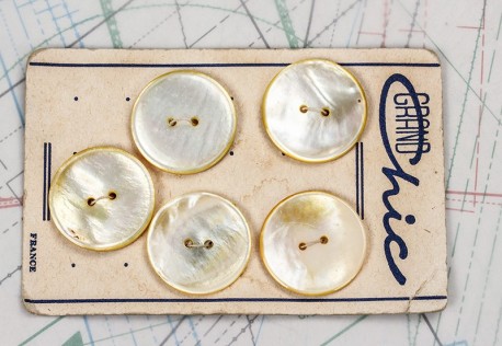 bouton en nacre, 1 plaque 5 boutons