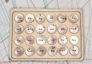 bouton en nacre, 1 plaque 24 boutons