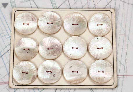 bouton en nacre, 1 plaque 12 boutons