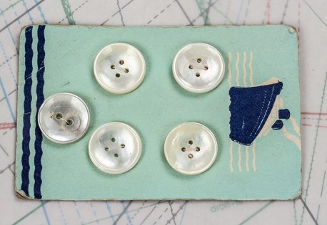 bouton en nacre, 1 plaque 5 boutons