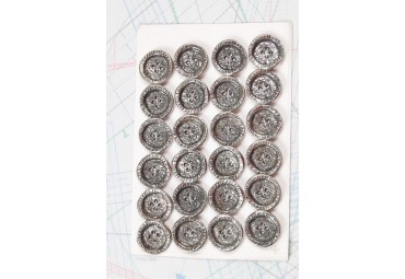 Bouton en métal argenté 4 trous 1 plaque de 24 boutons