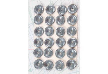Bouton en métal argenté gris 2 trous 1 plaque de 24 boutons