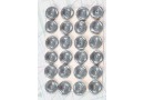 Bouton en métal argenté gris 2 trous 1 plaque de 24 boutons
