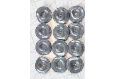 Bouton en métal argenté gris 2 trous 1 plaque de 12 boutons