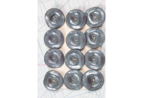 Bouton en métal argenté gris 2 trous 1 plaque de 12 boutons