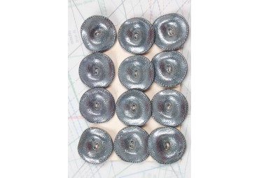 Bouton en métal argenté gris 2 trous 1 plaque de 12 boutons
