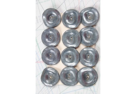 Bouton en métal argenté gris 2 trous 1 plaque de 12 boutons