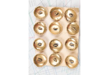 Bouton en métal doré boucle en U moulée 2 plaques de 12 boutons