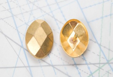 Bouton en métal doré moulé  attache en U soudée