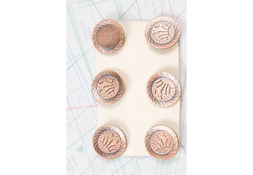 Bouton en métal cuivré orangé estampé boucle en U soudée 3 plaques de 6 boutons