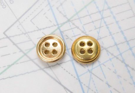 Bouton en métal doré estampé 4 rous