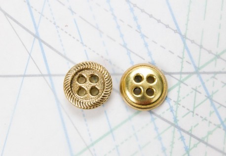 Bouton en métal doré brillant estampé 4 trous