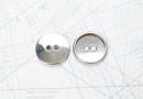 Bouton en métal argenté brillant estampé 2 trous