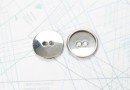 Bouton en métal argenté brillant estampé 2 trous