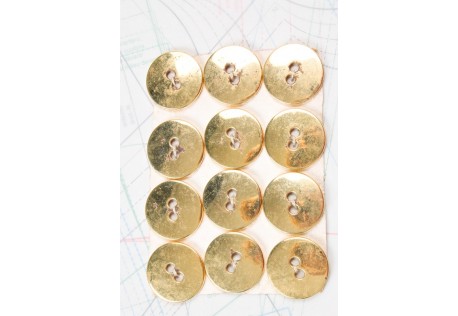 Bouton en métal doré brillant estampé 2 trous 1 plaque de 12 boutons