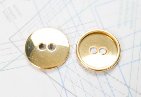 Bouton en métal doré brillant estampé 2 trous