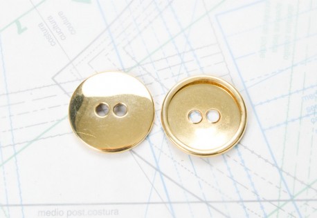 Bouton en métal doré brillant estampé 2 trous