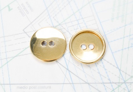 Bouton en métal doré brillant estampé 2 trous