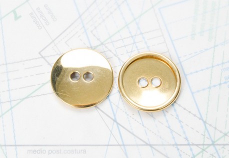 Bouton en métal doré brillant estampé 2 trous