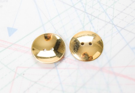Bouton en métal doré brilllant estampé 2 trous