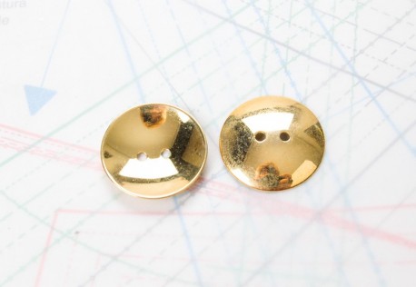 Bouton en métal doré brilllant estampé 2 trous