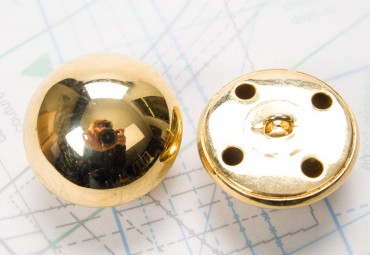 Bouton en métal doré brillant estampé attache en U insérée
