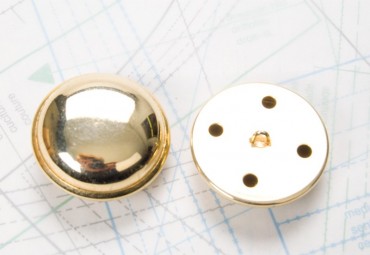 Bouton en métal doré brillant estampé attache en U insérée