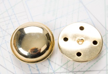 Bouton en métal doré brillant estampé attache en U insérée