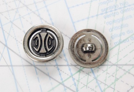 Bouton en métal argenté moulé boucle moulée