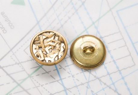 Bouton en métal doré noirci estampé boucle en U insérée