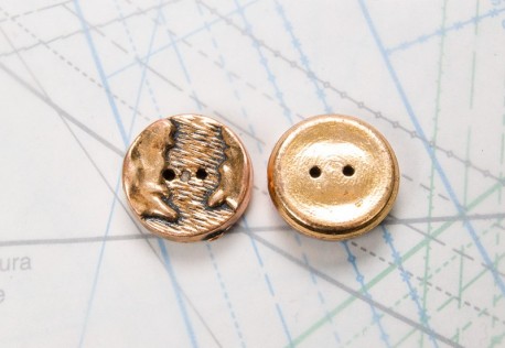 Bouton en métal cuivré estampé 2 trous